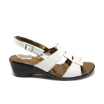 Анатомични бели дамски сандали, естествена кожа и лачена естествена кожа  - всекидневни обувки за лятото N 10008881