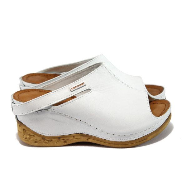 Анатомични бели дамски чехли, естествена кожа - всекидневни обувки за пролетта и лятото N 10008898