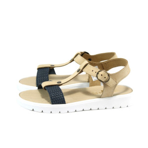 Анатомични сини дамски сандали, естествена кожа - всекидневни обувки за лятото N 10008982