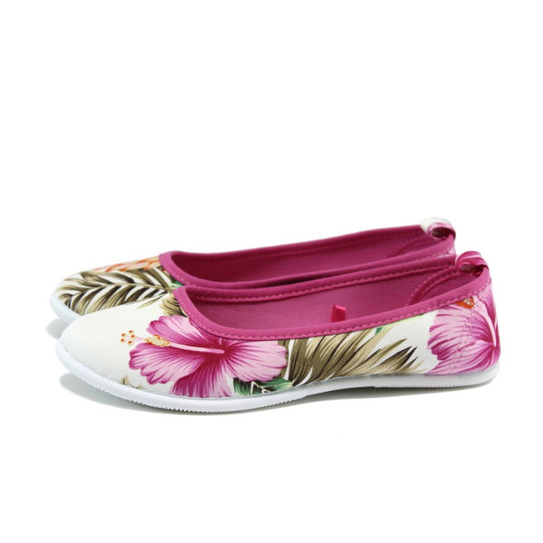 Розови дамски обувки с равна подметка, текстилна материя - спортни обувки за пролетта и лятото N 10008978