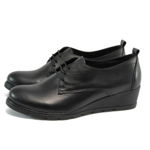 Черни ортопедични дамски обувки с платформа, естествена кожа - всекидневни обувки за есента и зимата N 10009176