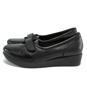 Черни ортопедични дамски обувки с платформа, естествена кожа - всекидневни обувки за есента и зимата N 10009180