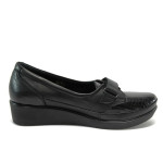 Черни ортопедични дамски обувки с платформа, естествена кожа - всекидневни обувки за есента и зимата N 10009180