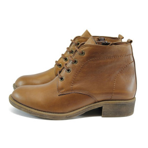 Кафяви анатомични дамски боти, естествена кожа - всекидневни обувки за есента и зимата N 10009192