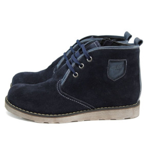 Сини анатомични дамски боти, естествен набук - всекидневни обувки за есента и зимата N 10009193