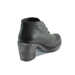 Черни анатомични дамски обувки с висок ток, естествена кожа - всекидневни обувки за есента и зимата N 10009194