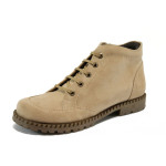 Бежови дамски боти, естествен велур - всекидневни обувки за есента и зимата N 10009195