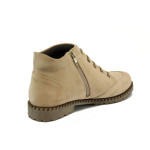 Бежови дамски боти, естествен велур - всекидневни обувки за есента и зимата N 10009195