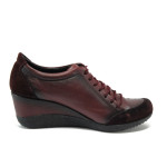 Винени ортопедични дамски обувки с платформа, естествена кожа - всекидневни обувки за есента и зимата N 10009264