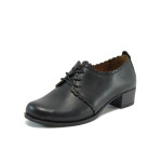 Черни дамски обувки със среден ток, естествена кожа - всекидневни обувки за есента и зимата N 10009268