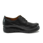 Черни анатомични дамски обувки с равна подметка, естествена кожа - всекидневни обувки за есента и зимата N 10009269