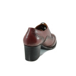 Винени анатомични дамски обувки със среден ток, естествена кожа - всекидневни обувки за есента и зимата N 10009303