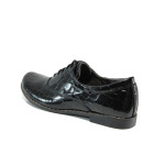 Черни анатомични дамски обувки с равна подметка, лачена естествена кожа - всекидневни обувки за пролетта и есента N 10009309