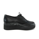 Черни ортопедични дамски обувки с равна подметка, естествена кожа - всекидневни обувки за есента и зимата N 10009310