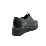 Черни ортопедични дамски обувки с равна подметка, естествена кожа - всекидневни обувки за есента и зимата N 10009310
