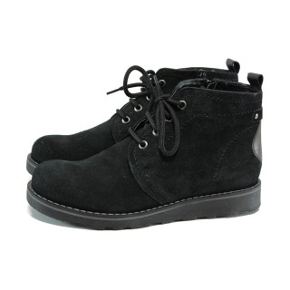 Черни анатомични дамски боти, естествен велур - всекидневни обувки за есента и зимата N 10009311