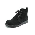 Черни анатомични дамски боти, естествен велур - всекидневни обувки за есента и зимата N 10009311