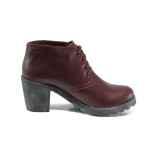 Винени дамски обувки с висок ток, естествена кожа - всекидневни обувки за есента и зимата N 10009325