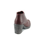 Винени дамски обувки с висок ток, естествена кожа - всекидневни обувки за есента и зимата N 10009325