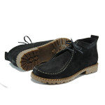 Черни дамски обувки с равна подметка, естествен велур - всекидневни обувки за есента и зимата N 10009326