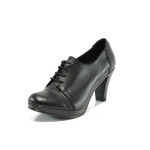 Черни анатомични дамски обувки с висок ток, естествена кожа - всекидневни обувки за есента и зимата N 10009418