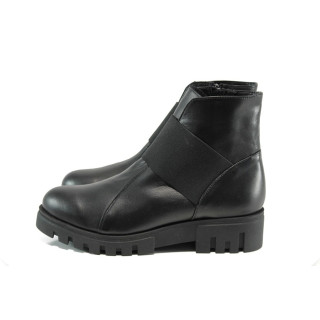 Черни анатомични дамски боти, естествена кожа - всекидневни обувки за есента и зимата N 10009452
