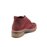 Винени дамски боти, естествен велур - всекидневни обувки за есента и зимата N 10009454