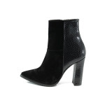 Черни дамски боти, велурена еко-кожа и лачена еко-кожа - всекидневни обувки за есента и зимата N 10009465
