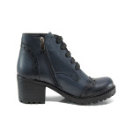 Сини дамски боти, естествена кожа - всекидневни обувки за есента и зимата N 10009468