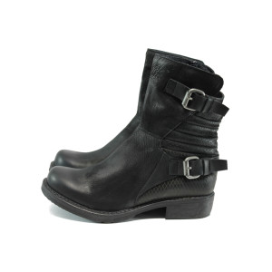 Черни анатомични дамски боти, естествена кожа - всекидневни обувки за есента и зимата N 10009486