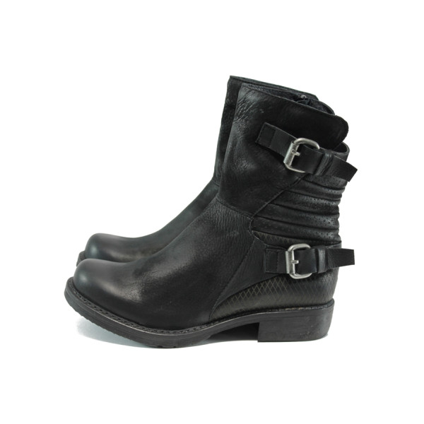 Черни анатомични дамски боти, естествена кожа - всекидневни обувки за есента и зимата N 10009486