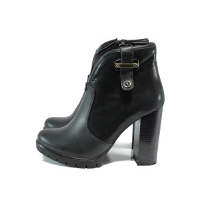 Черни дамски боти, естествена кожа - официални обувки за есента и зимата N 10009515