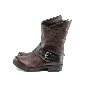 Винени анатомични дамски боти, естествена кожа - всекидневни обувки за есента и зимата N 10009526