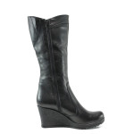 Черни дамски ботуши, естествена кожа - всекидневни обувки за есента и зимата N 10009564