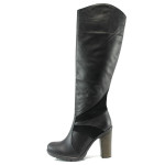 Черни дамски ботуши, естествена кожа - всекидневни обувки за есента и зимата N 10009565