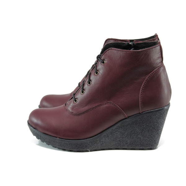 Винени анатомични дамски боти, естествена кожа - всекидневни обувки за есента и зимата N 10009582