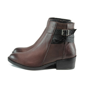 Винени анатомични дамски боти, естествена кожа - всекидневни обувки за есента и зимата N 10009590