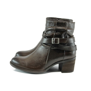 Кафяви анатомични дамски боти, естествена кожа - всекидневни обувки за есента и зимата N 10009593