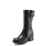 Черни дамски ботуши, естествена кожа - всекидневни обувки за есента и зимата N 10009616