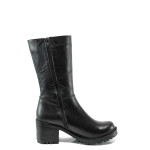 Черни дамски ботуши, естествена кожа - всекидневни обувки за есента и зимата N 10009616