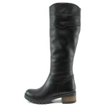 Черни дамски ботуши, естествена кожа - всекидневни обувки за есента и зимата N 10009618