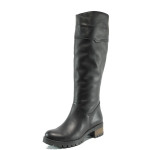 Черни дамски ботуши, естествена кожа - всекидневни обувки за есента и зимата N 10009618