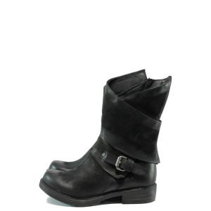 Черни анатомични дамски боти, естествена кожа - всекидневни обувки за есента и зимата N 10009630