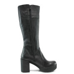 Черни дамски ботуши, естествена кожа - всекидневни обувки за есента и зимата N 10009633