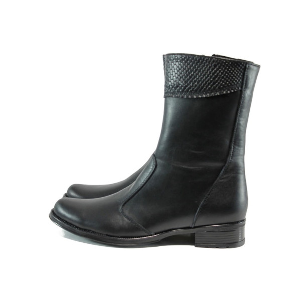 Черни анатомични дамски боти, естествена кожа - всекидневни обувки за есента и зимата N 10009635