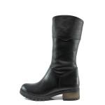 Черни дамски ботуши, естествена кожа - всекидневни обувки за есента и зимата N 10009639