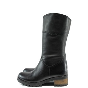 Черни дамски ботуши, естествена кожа - всекидневни обувки за есента и зимата N 10009640
