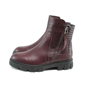 Червени анатомични дамски боти, естествена кожа - всекидневни обувки за есента и зимата N 10009651