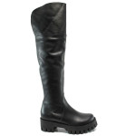 Черни дамски ботуши, естествена кожа - всекидневни обувки за есента и зимата N 10009743