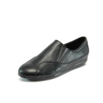 Анатомични черни дамски обувки с равна подметка, естествена кожа - елегантни обувки за пролетта и есента N 10007874